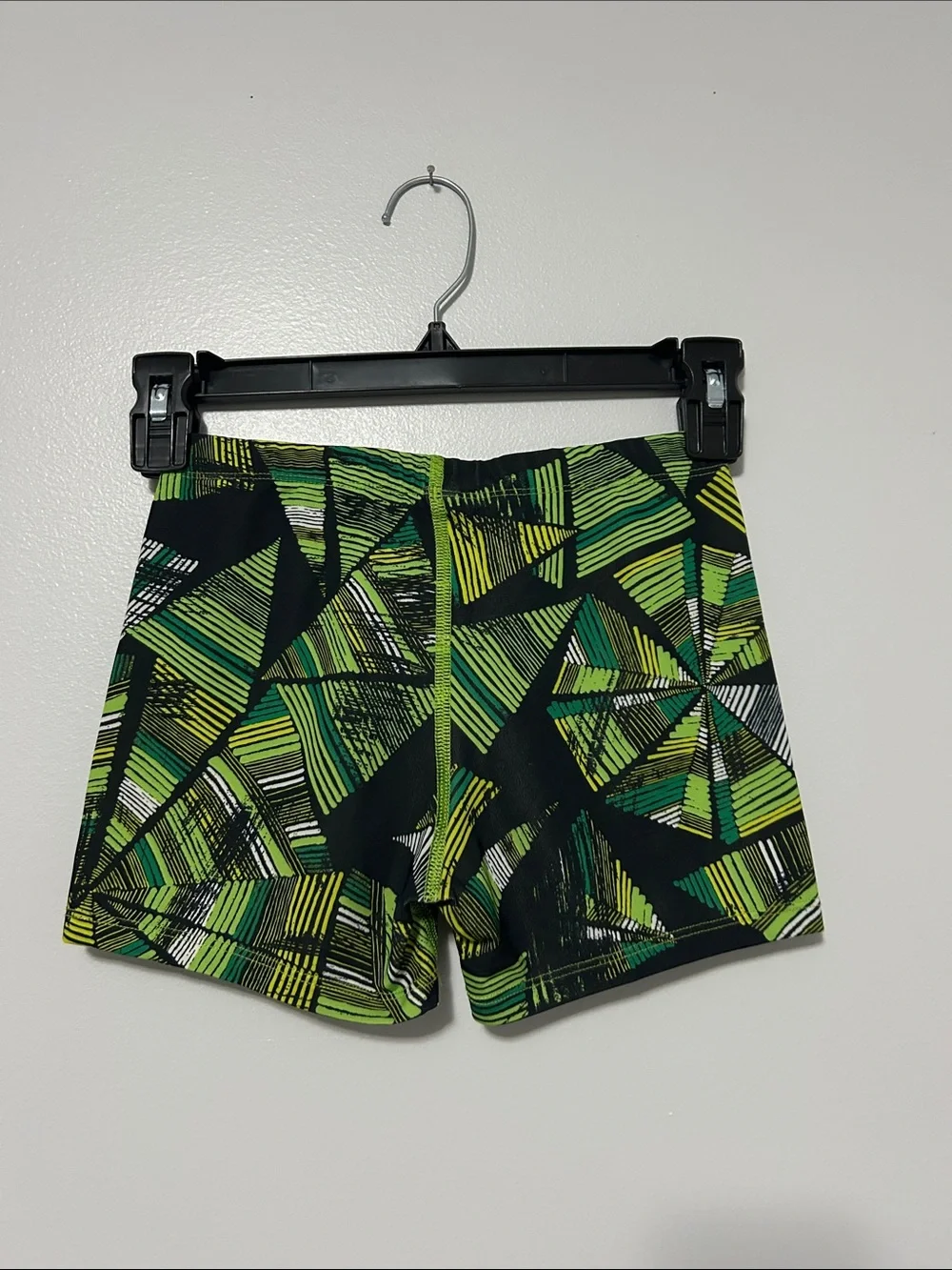 Reebok Men’s Black and Green Geometric Athletic Shorts